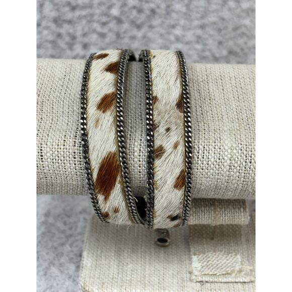 Silpada Mountain Side Sterling Silver Calf Hair Leather Wrap Bracelet #63709 - Picture 1 of 6